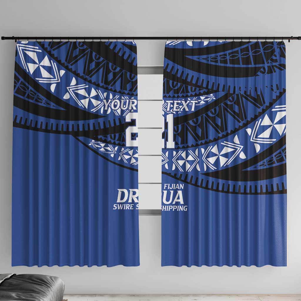 Fiji Rugby Pacific Custom Window Curtain Pasifika Tapa Pattern LT9 With Hooks Blue - Polynesian Pride