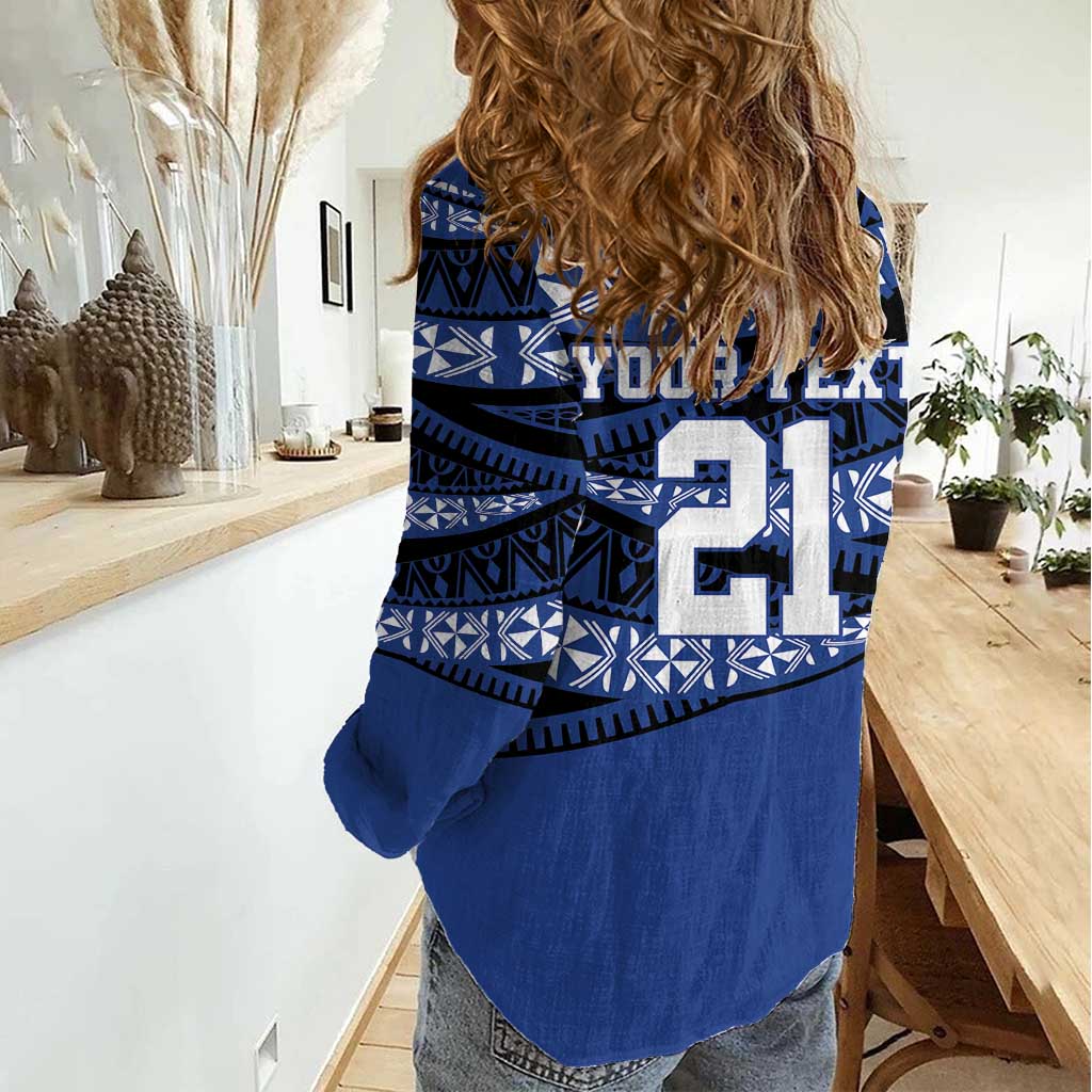 Fiji Rugby Pacific Custom Women Casual Shirt Pasifika Tapa Pattern