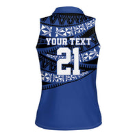 Fiji Rugby Pacific Custom Women Sleeveless Polo Shirt Pasifika Tapa Pattern
