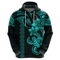 Hawaiian Tribal Hoodie Polynesian Kakau Turtle Aqua LT9 - Polynesian Pride