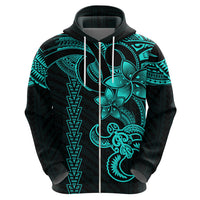 Hawaiian Tribal Hoodie Polynesian Kakau Turtle Aqua LT9 - Polynesian Pride