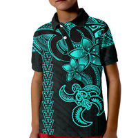 Hawaiian Tribal Kid Polo Shirt Polynesian Kakau Turtle - Aqua LT9 Kid Aqua - Polynesian Pride