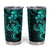 Aqua Hawaiian Kakau Turtle Tumbler Cup Polynesian Tribal