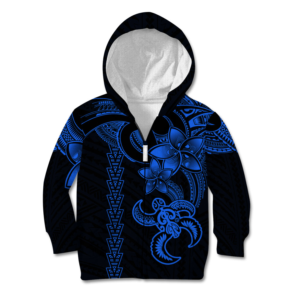 Hawaiian Tribal Kid Hoodie Polynesian Kakau Turtle - Blue LT9 - Polynesian Pride