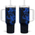 Blue Hawaiian Kakau Turtle Tumbler With Handle Polynesian Tribal
