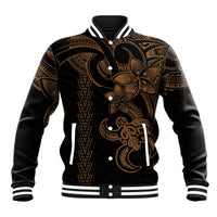 Hawaiian Tribal Baseball Jacket Polynesian Kakau Turtle - Gold LT9 Unisex Gold - Polynesian Pride