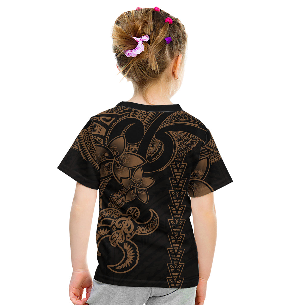 Hawaiian Tribal Kid T Shirt Polynesian Kakau Turtle - Gold LT9 - Polynesian Pride