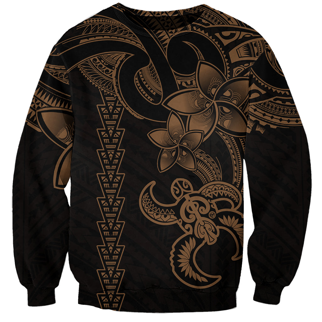 Hawaiian Tribal Sweatshirt Polynesian Kakau Turtle - Gold LT9 Unisex Gold - Polynesian Pride