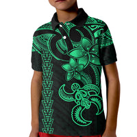 Hawaiian Tribal Kid Polo Shirt Polynesian Kakau Turtle - Green LT9 Kid Green - Polynesian Pride