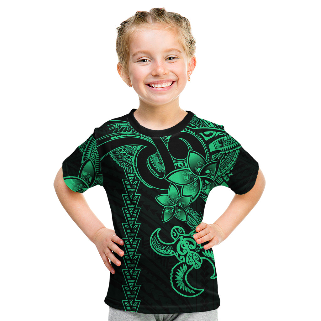 Hawaiian Tribal Kid T Shirt Polynesian Kakau Turtle - Green LT9 Green - Polynesian Pride