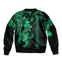 Hawaiian Tribal Sleeve Zip Bomber Jacket Polynesian Kakau Turtle - Green LT9 - Polynesian Pride