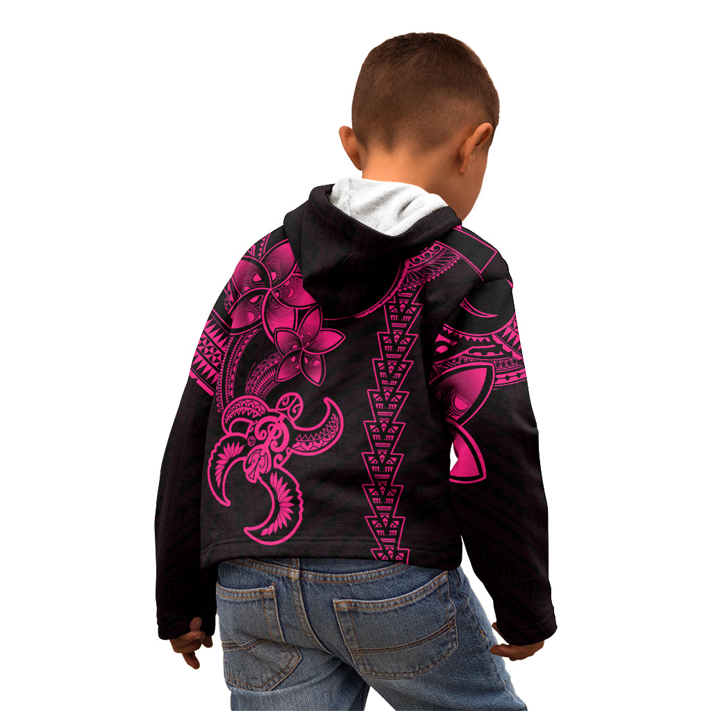 Hawaiian Tribal Kid Hoodie Polynesian Kakau Turtle - Pink LT9 - Polynesian Pride
