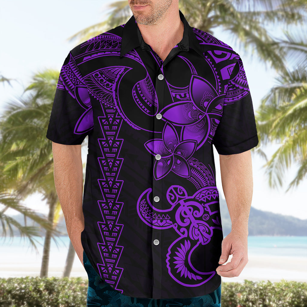 Hawaiian Tribal Hawaiian Shirt Polynesian Kakau Turtle - Purple LT9 - Polynesian Pride