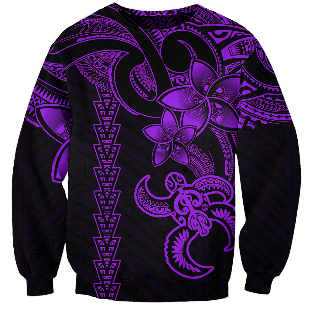 Hawaiian Tribal Sweatshirt Polynesian Kakau Turtle - Purple LT9 Unisex Purple - Polynesian Pride