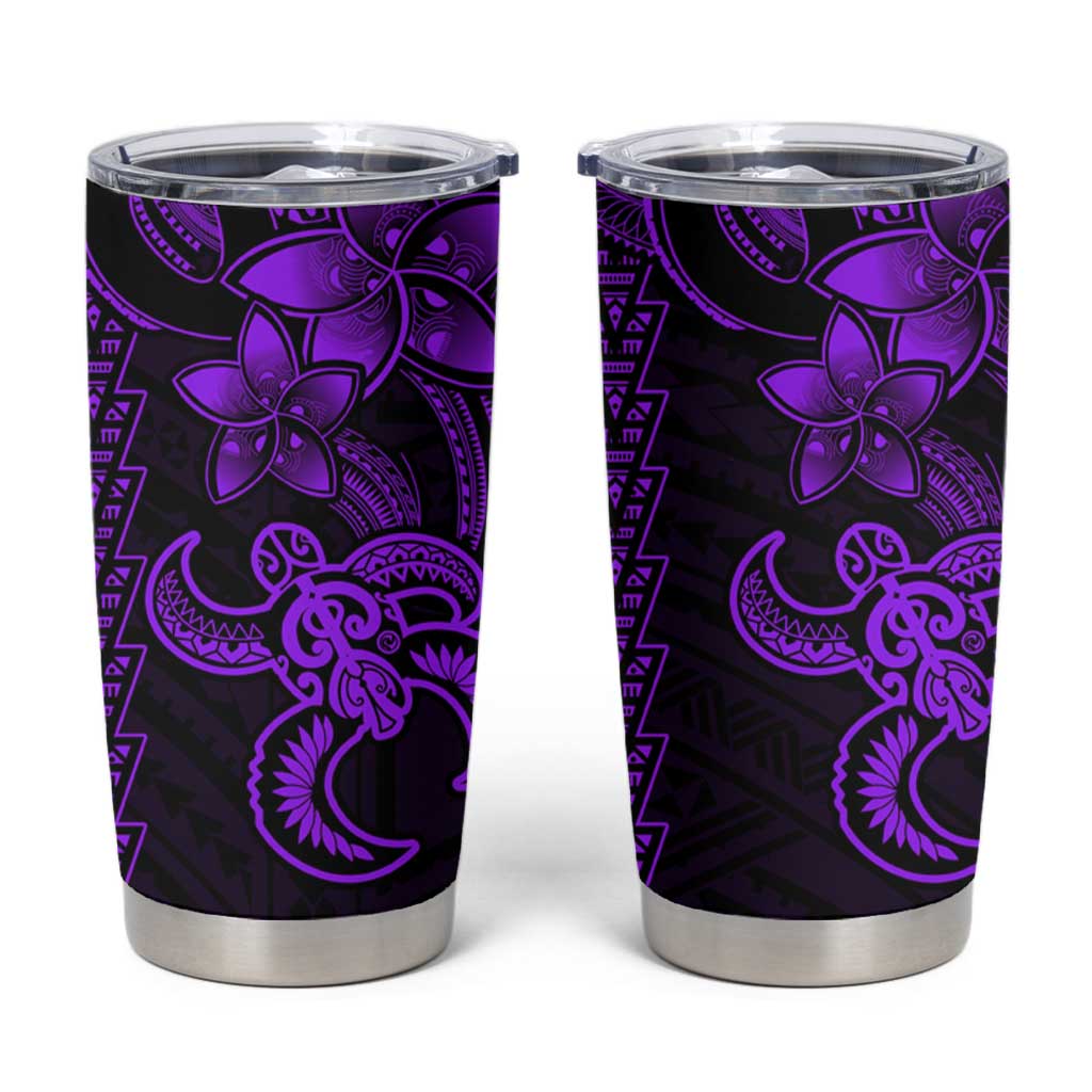 Purple Hawaiian Kakau Turtle Tumbler Cup Polynesian Tribal