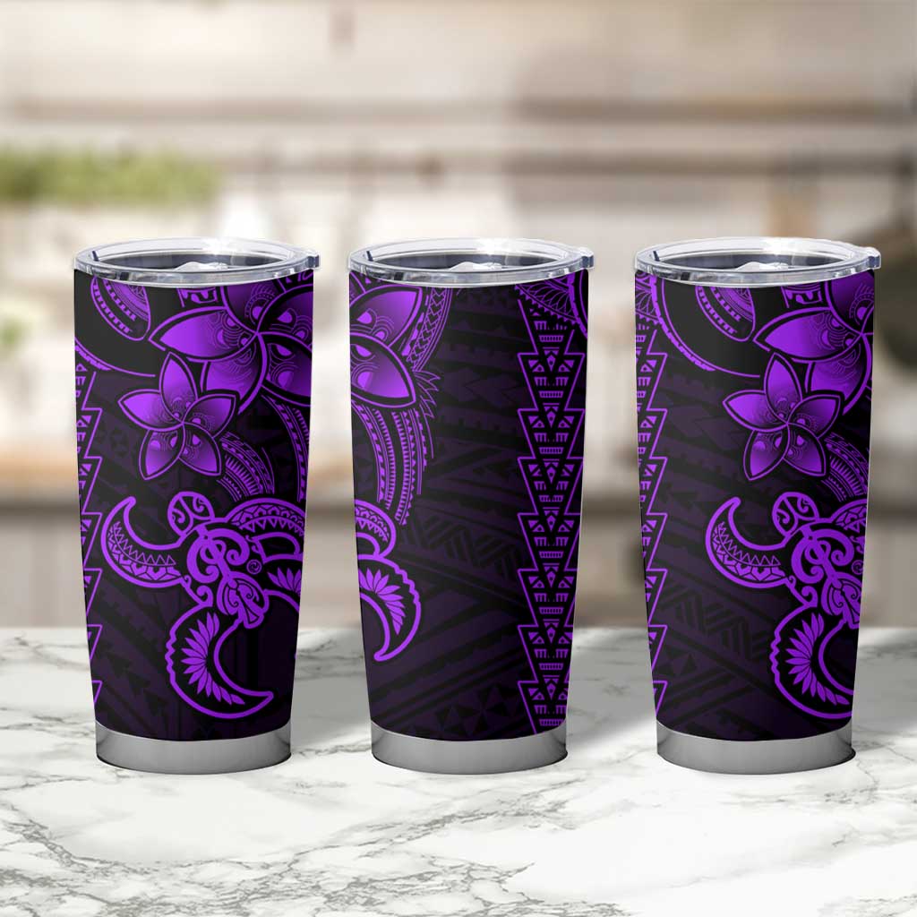 Purple Hawaiian Kakau Turtle Tumbler Cup Polynesian Tribal