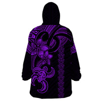 Hawaiian Tribal Wearable Blanket Hoodie Polynesian Kakau Turtle - Purple LT9 - Polynesian Pride