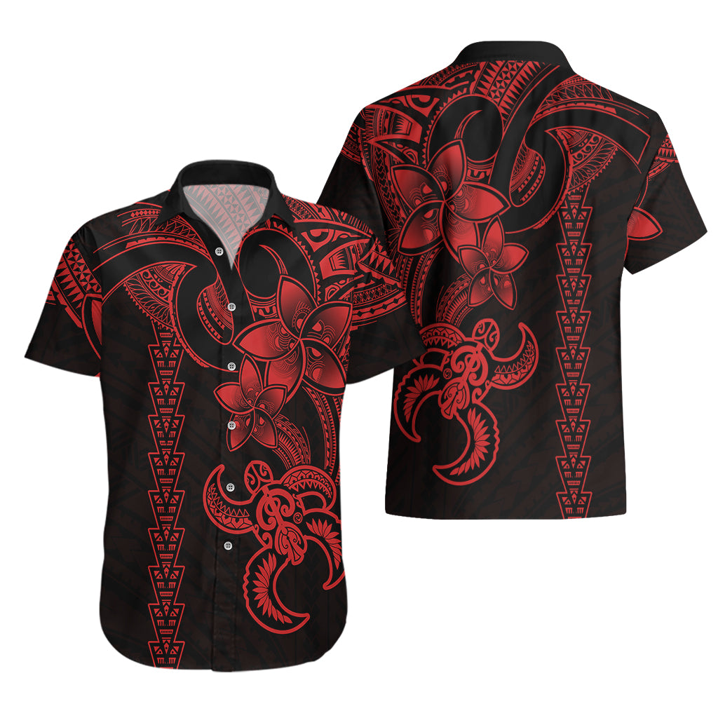 Hawaiian Tribal Hawaiian Shirt Polynesian Kakau Turtle - Red LT9 - Polynesian Pride