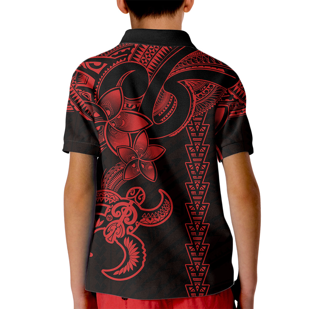 Hawaiian Tribal Kid Polo Shirt Polynesian Kakau Turtle - Red LT9 - Polynesian Pride