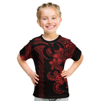 Hawaiian Tribal Kid T Shirt Polynesian Kakau Turtle - Red LT9 Red - Polynesian Pride