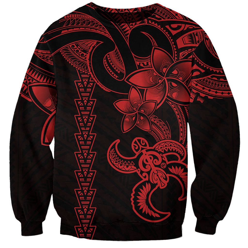 Hawaiian Tribal Sweatshirt Polynesian Kakau Turtle - Red LT9 Unisex Red - Polynesian Pride