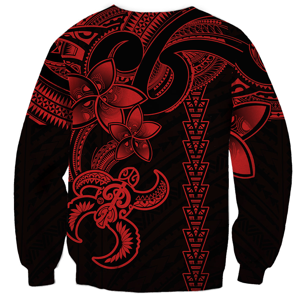 Hawaiian Tribal Sweatshirt Polynesian Kakau Turtle - Red LT9 - Polynesian Pride