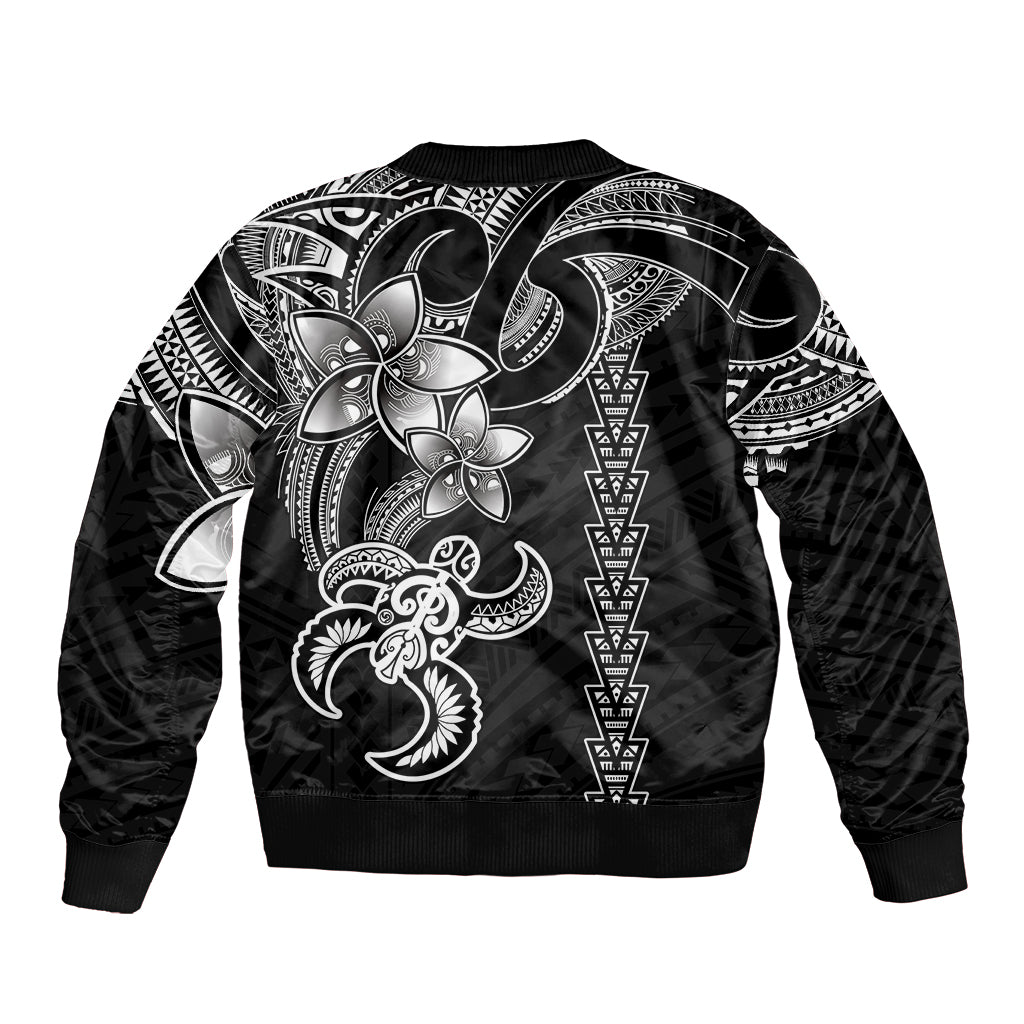 Hawaiian Tribal Bomber Jacket Polynesian Kakau Turtle - White LT9 - Polynesian Pride