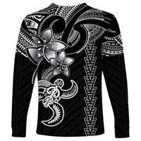 Hawaiian Tribal Long Sleeve Shirt Polynesian Kakau Turtle - White LT9 - Polynesian Pride