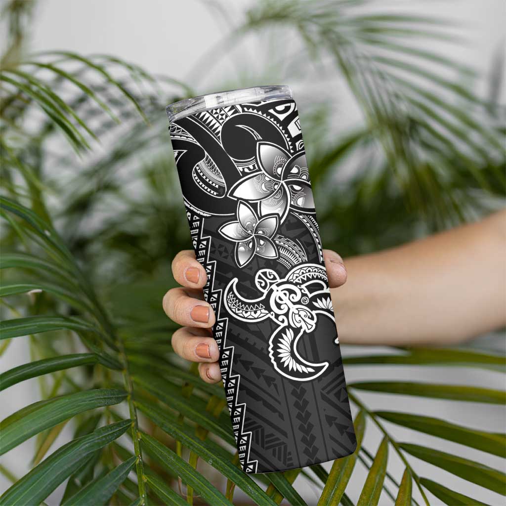 White Hawaiian Kakau Turtle Skinny Tumbler Polynesian Tribal