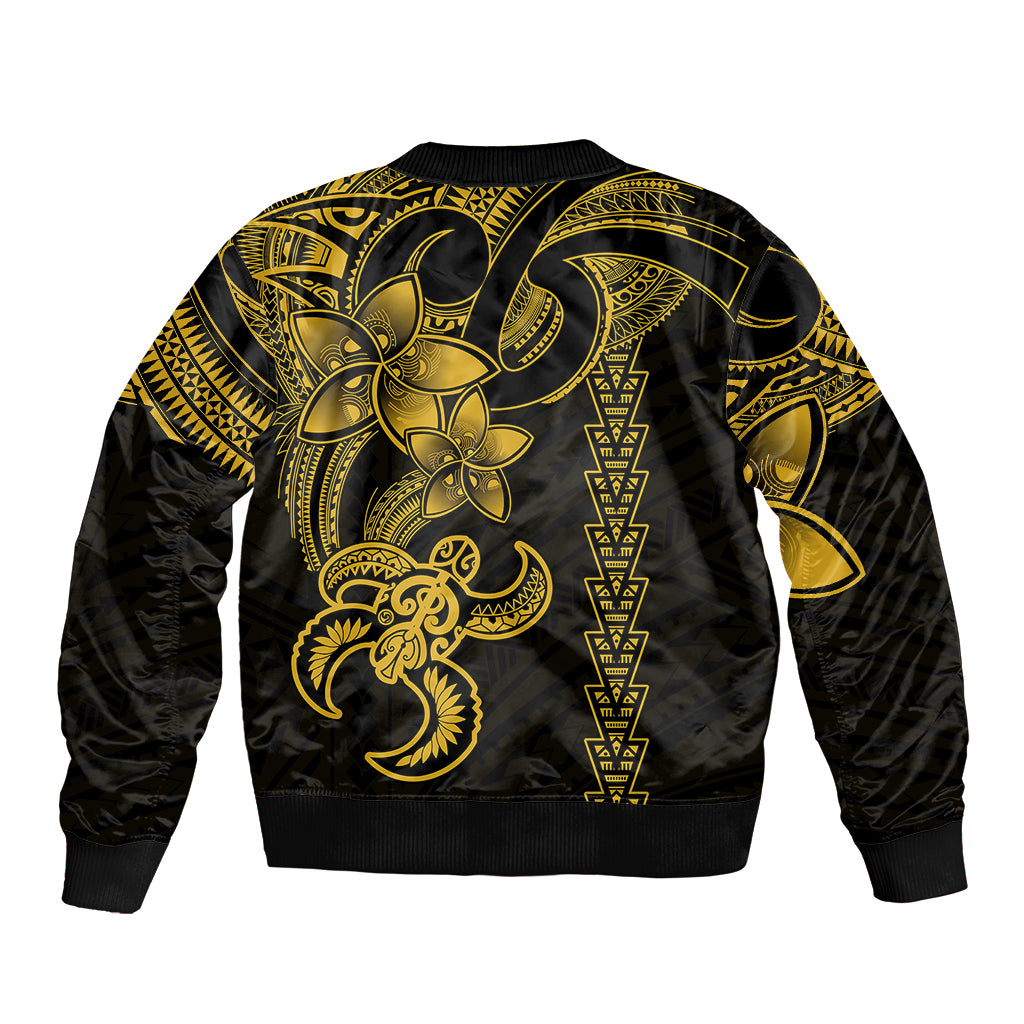 Hawaiian Tribal Bomber Jacket Polynesian Kakau Turtle - Yellow LT9 - Polynesian Pride