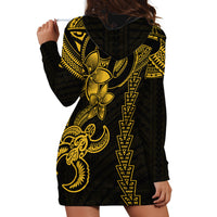 Hawaiian Tribal Hoodie Dress Polynesian Kakau Turtle - Yellow LT9 - Polynesian Pride