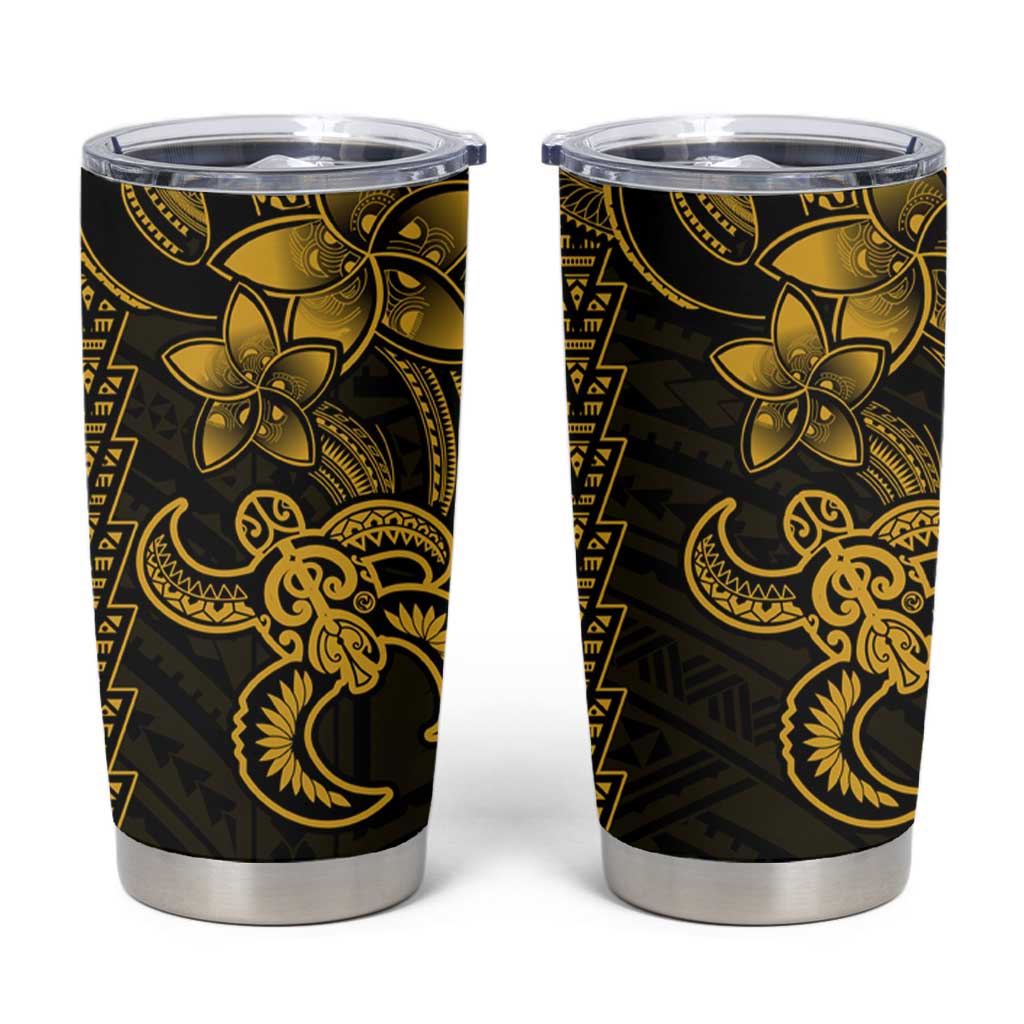 Yellow Hawaiian Kakau Turtle Tumbler Cup Polynesian Tribal