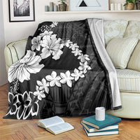 American Samoa Lotu Tamaiti Blanket White Sunday Plumeria Black Vibe