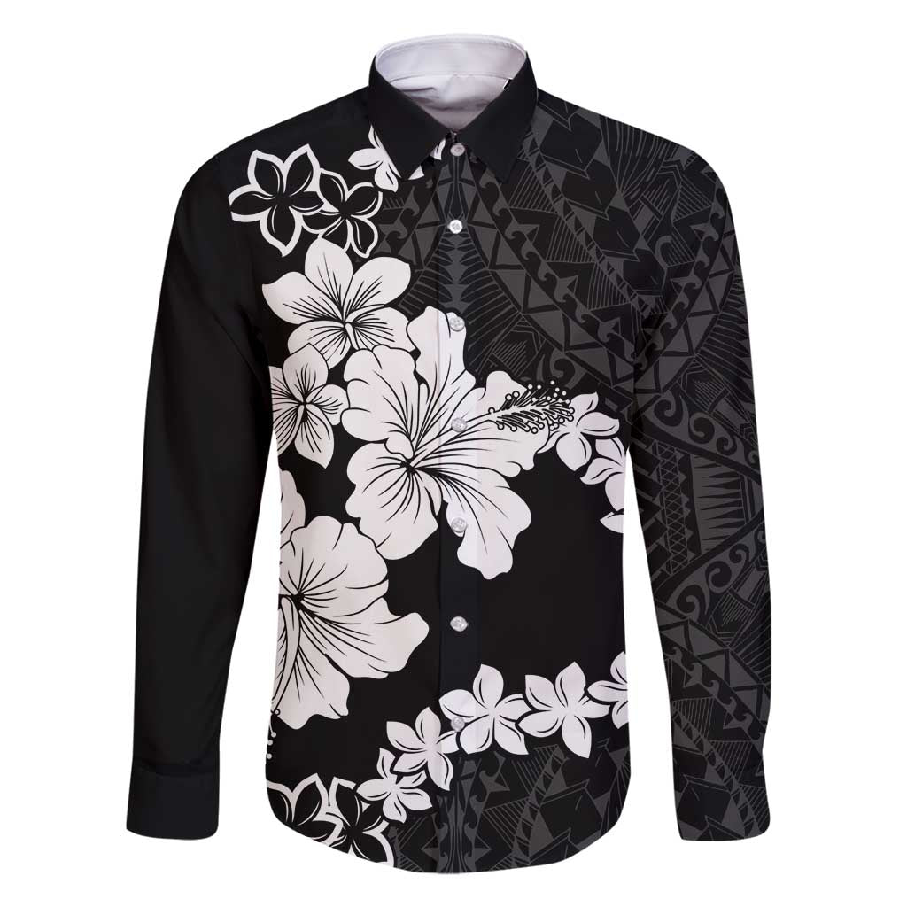 American Samoa Lotu Tamaiti Family Matching Mermaid Dress and Hawaiian Shirt White Sunday Plumeria Black Vibe