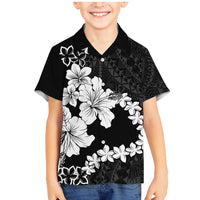 American Samoa Lotu Tamaiti Family Matching Mermaid Dress and Hawaiian Shirt White Sunday Plumeria Black Vibe