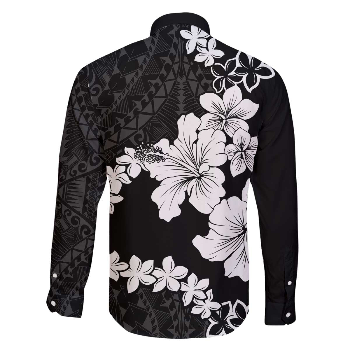 American Samoa Lotu Tamaiti Family Matching Off Shoulder Short Dress and Hawaiian Shirt White Sunday Plumeria Black Vibe