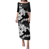 American Samoa Lotu Tamaiti Family Matching Puletasi and Hawaiian Shirt White Sunday Plumeria Black Vibe