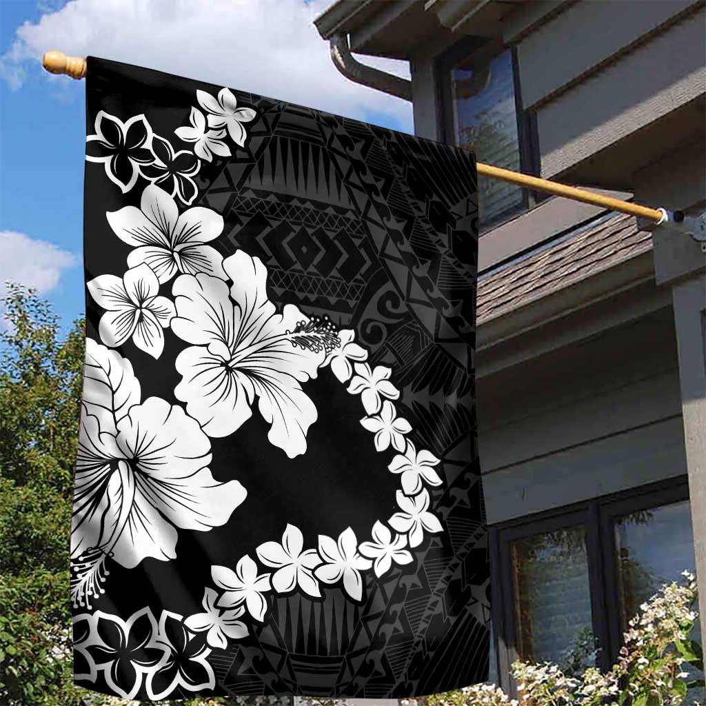 American Samoa Lotu Tamaiti Garden Flag White Sunday Plumeria Black Vibe