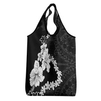 American Samoa Lotu Tamaiti Grocery Bag White Sunday Plumeria Black Vibe