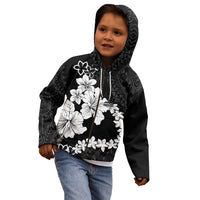 American Samoa Lotu Tamaiti Kid Hoodie White Sunday Plumeria Black Vibe