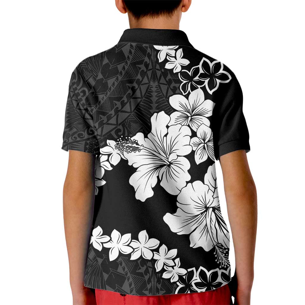 American Samoa Lotu Tamaiti Kid Polo Shirt White Sunday Plumeria Black Vibe