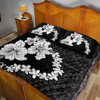 American Samoa Lotu Tamaiti Quilt Bed Set White Sunday Plumeria Black Vibe