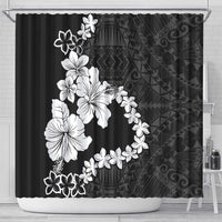 American Samoa Lotu Tamaiti Shower Curtain White Sunday Plumeria Black Vibe