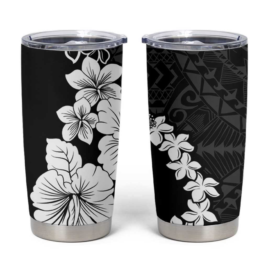 American Samoa Lotu Tamaiti Tumbler Cup White Sunday Plumeria Black Vibe