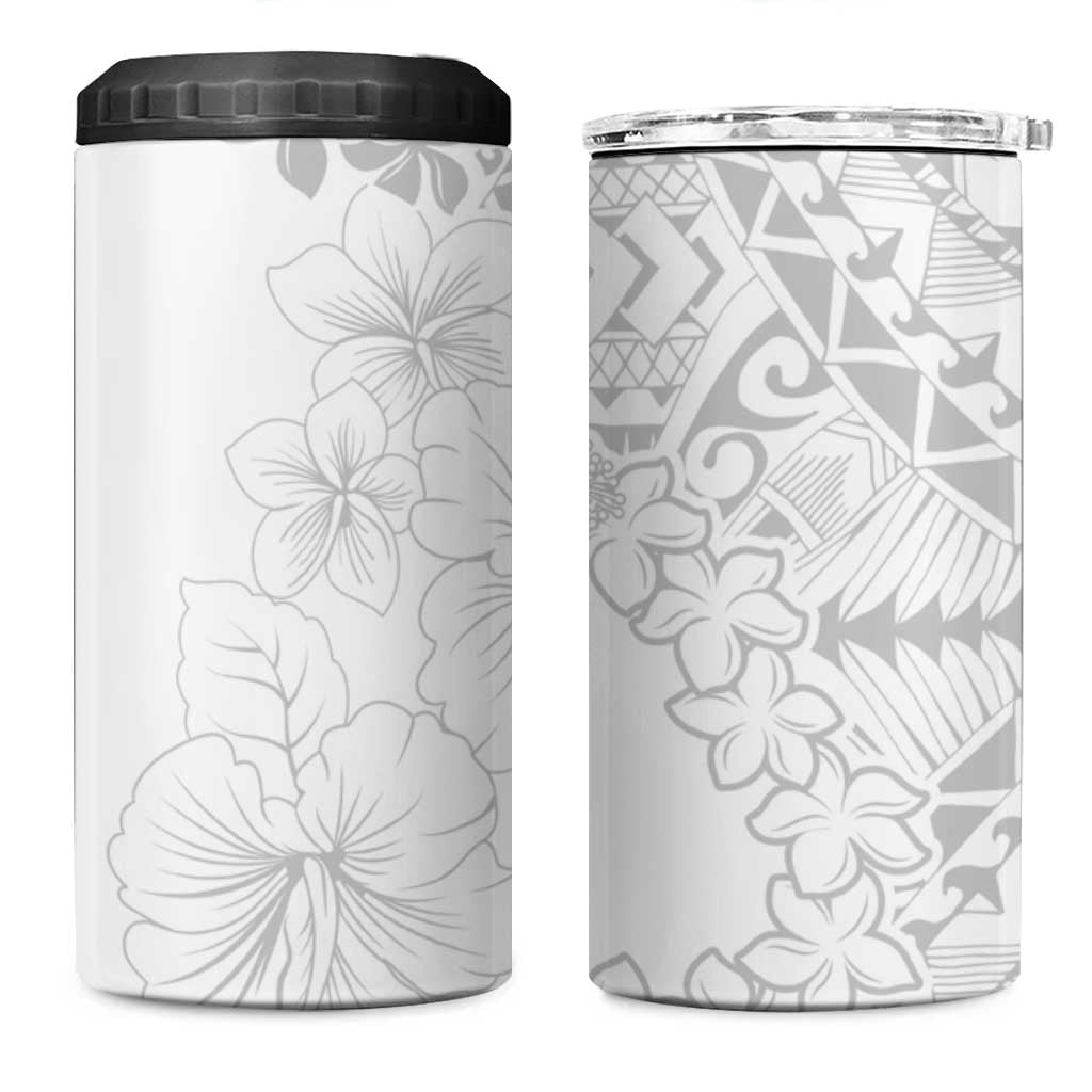 American Samoa Lotu Tamaiti 4 in 1 Can Cooler Tumbler White Sunday Plumeria White Vibe