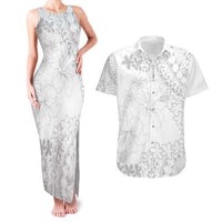 American Samoa Lotu Tamaiti Couples Matching Tank Maxi Dress and Hawaiian Shirt White Sunday Plumeria White Vibe