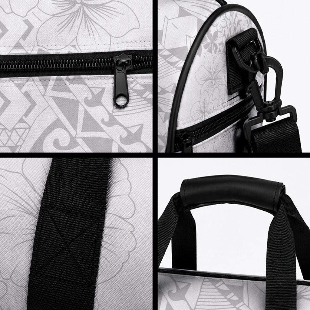 American Samoa Lotu Tamaiti Duffle Bag White Sunday Plumeria White Vibe