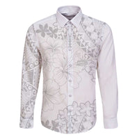 American Samoa Lotu Tamaiti Family Matching Off The Shoulder Long Sleeve Dress and Hawaiian Shirt White Sunday Plumeria White Vibe