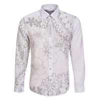 American Samoa Lotu Tamaiti Family Matching Off Shoulder Maxi Dress and Hawaiian Shirt White Sunday Plumeria White Vibe