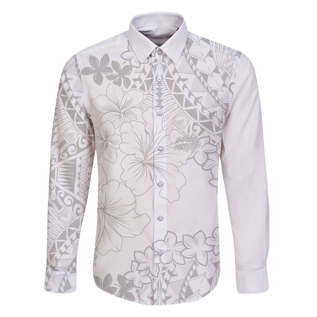 American Samoa Lotu Tamaiti Family Matching Summer Maxi Dress and Hawaiian Shirt White Sunday Plumeria White Vibe